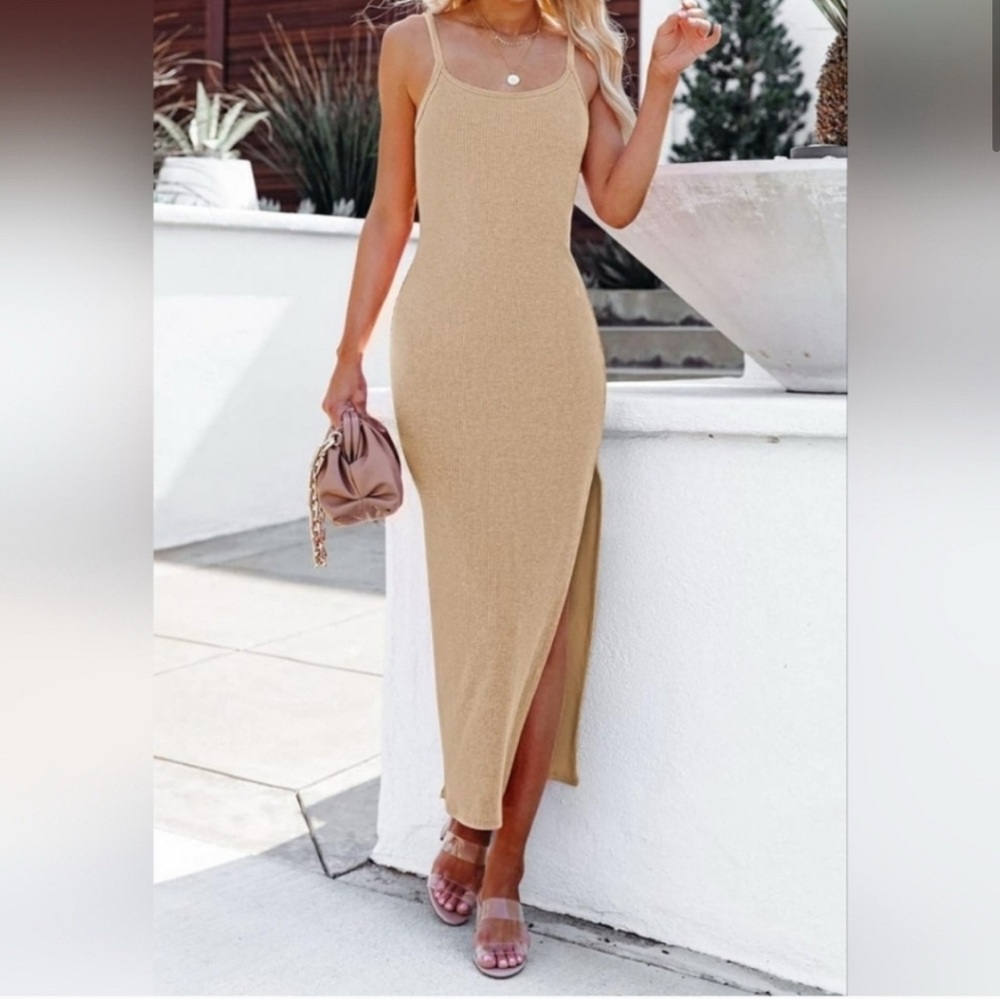 Double Zero Ribbed Knit Spaghetti Strap Midi Dress